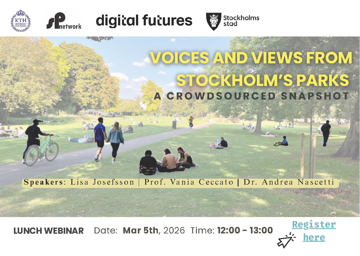 Lunch seminar! Voices and Views from Stockholm’s Parks: A Crowdsourced Snapshot – March 5th, 2026